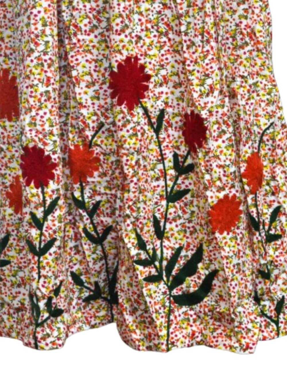 eShakti Floral Embroidered Midi dress Smocked waist POCKETS custom size 10 - Picture 2 of 4